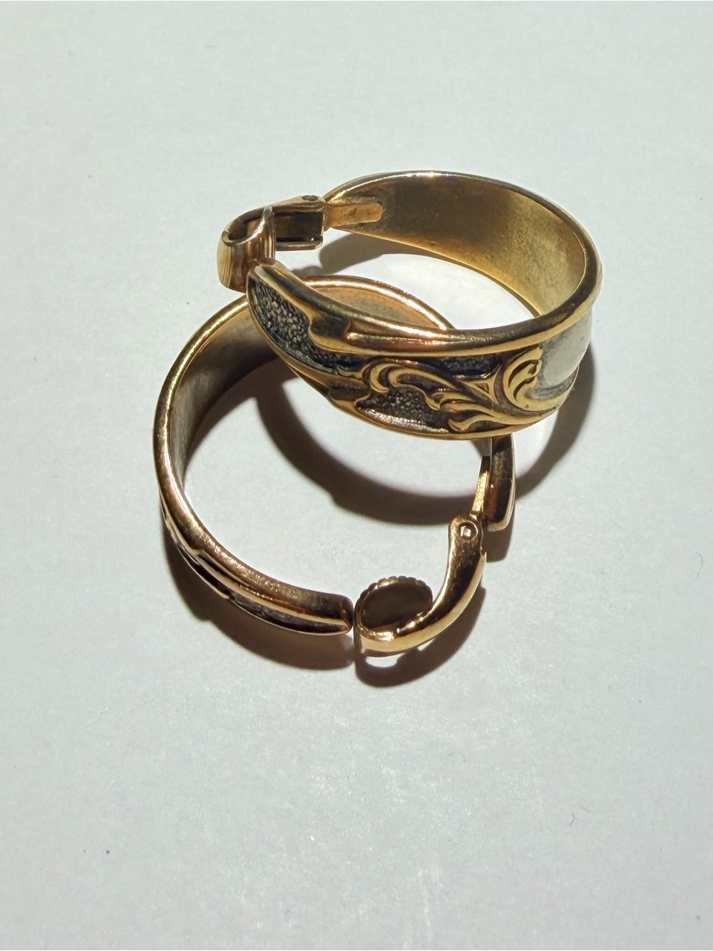Vintage Gold-Tone Filigree Clip-On Hoop Earrings - Women Jewelry